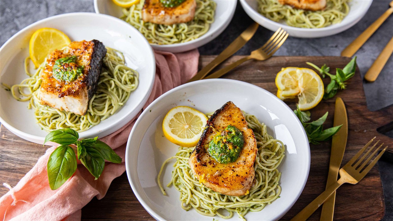 Image of Seared Chilean Sea Bass with Pesto