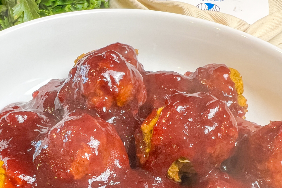 Vegetarian Lentil Meatballs with Cranberry Holiday Sauce