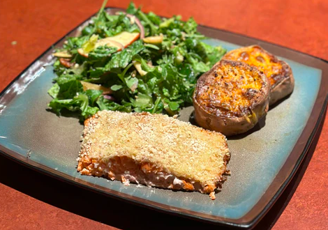 Maple Balsamic Panko Crusted Salmon