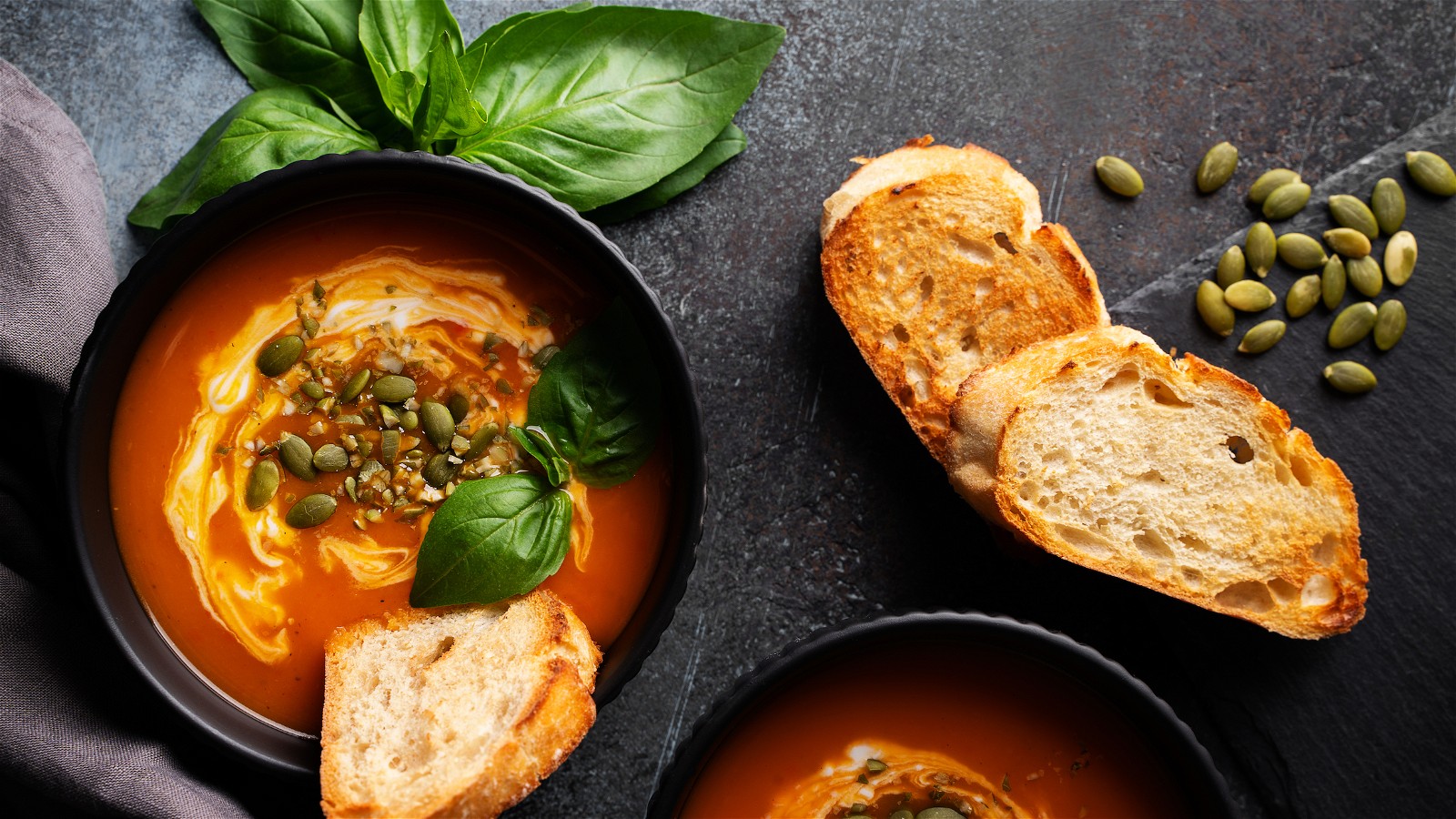 Image of Roasted Pumpkin Soup with Old Bay Pumpkin Seeds