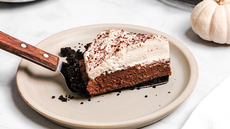 Image of No-Bake Chocolate Pie with Pumpkin Spice Whipped Cream