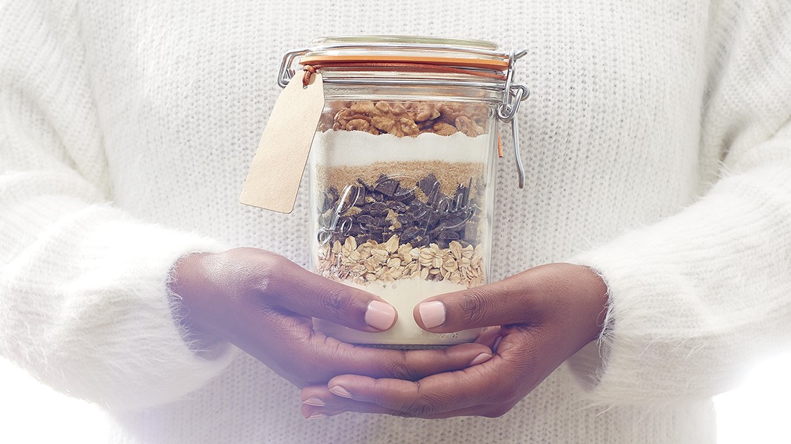 Image of Festive Delight: Homemade Holiday Cookie Mix in a Jar