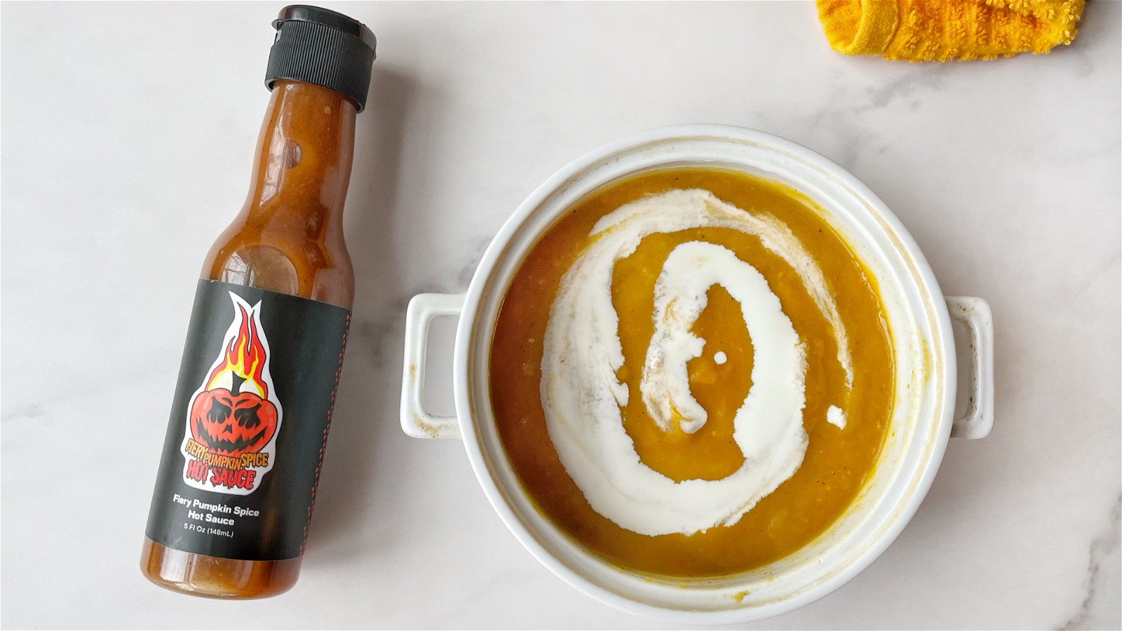 Image of  Pumpkin Soup with Fiery Pumpkin Spice Hot Sauce