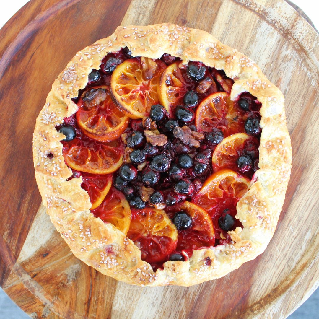 Rustic Cranberry Crostada with Candied Oranges