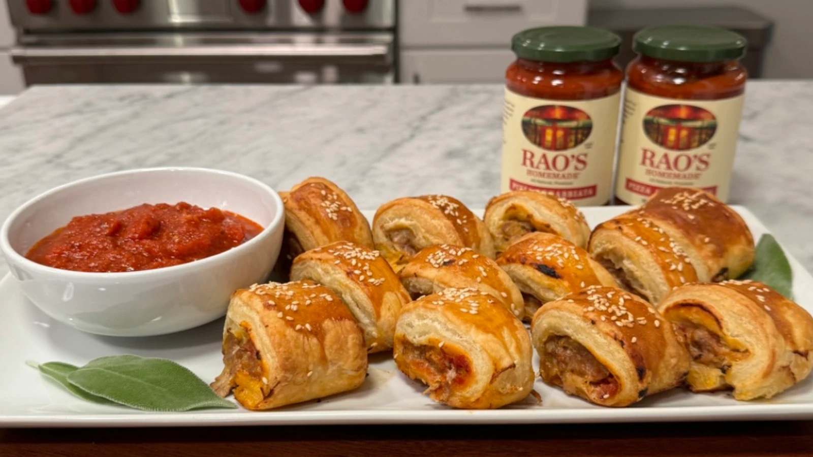 Image of @emmanuelduverneau’s Spicy Sausage Rolls with Rao’s Homemade Pizza Arrabbiata Sauce