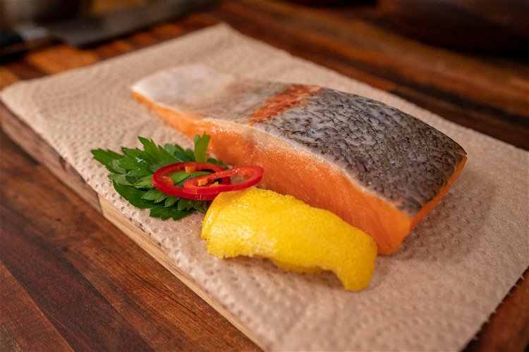 Image of Place sauté pan on high heat and season trout, belly...