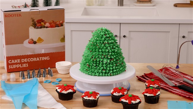 Image of Tiered Christmas Tree Cake
