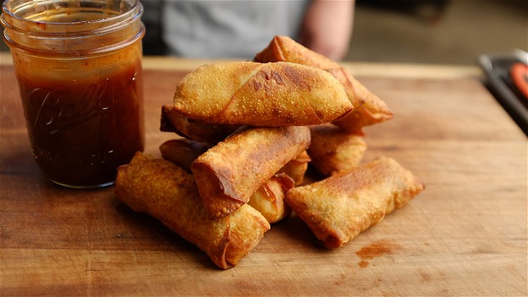Image of Serve the egg rolls with the cranberry sweet and sour...