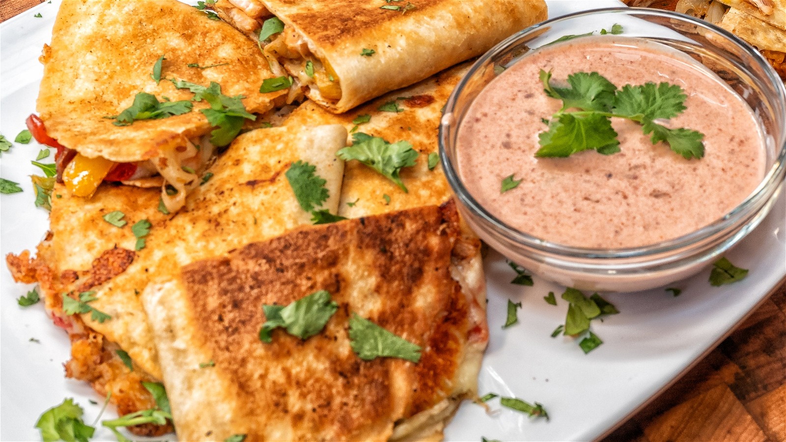 Image of Turkey and Cheese Quesadillas with Cranberry Chipotle Creama