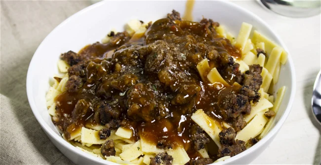 Image of Noodles and Beef Flavored Gravy