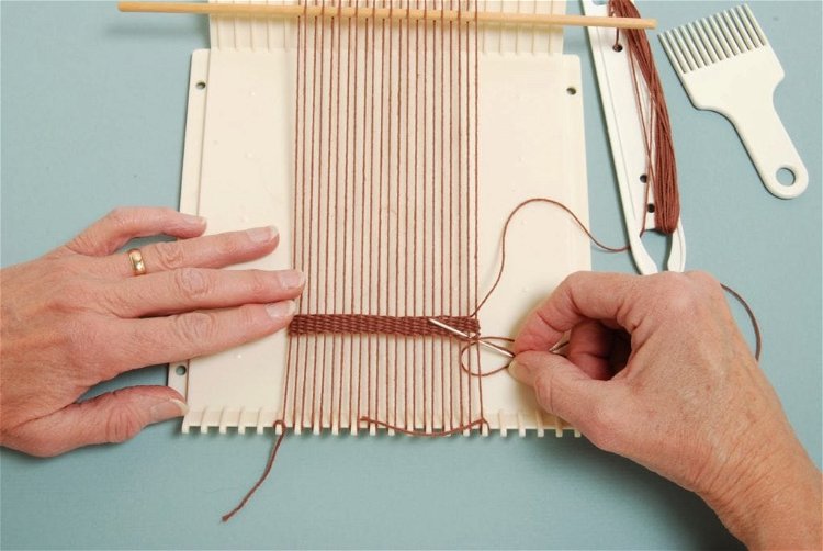 Image of Hemstitch over 2 warps and 2 wefts. If you hemstitch...