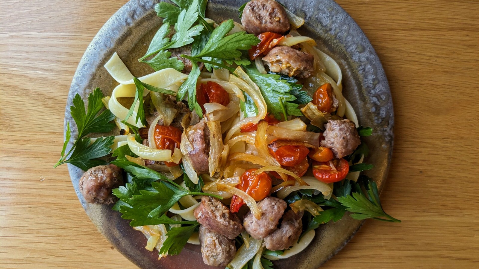 Image of Linguine with Italian Sausage and Fresh Cherry Tomatoes
