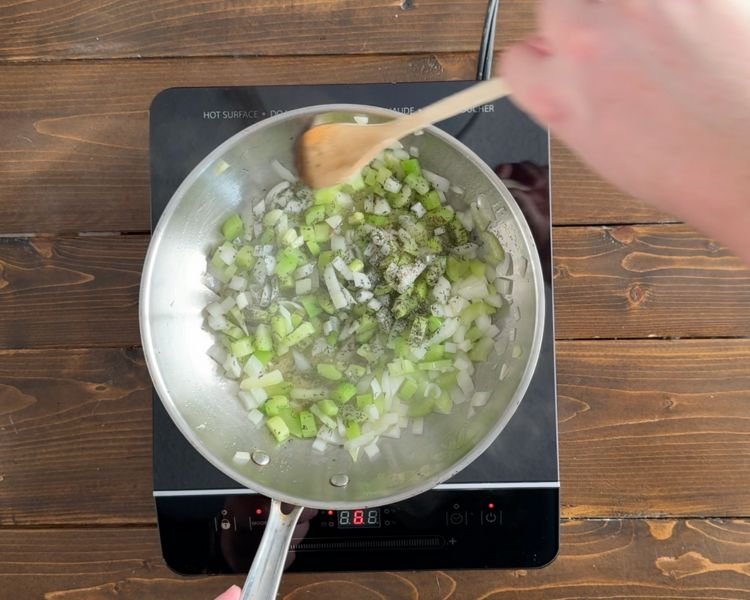 Image of Over low-medium heat, sauté onions and celery in the Wild...