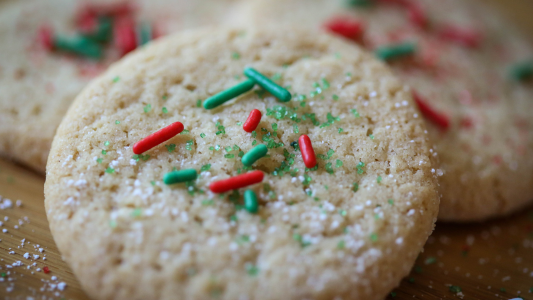 Image of Vegan Holiday Chocolate Chip Cookies with White, Green, and Red Sprinkles by Dan the Baking Man