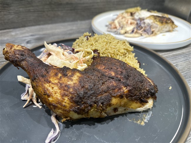 Image of Roasted Spatchcocked Jerk and Pineapple Chicken
