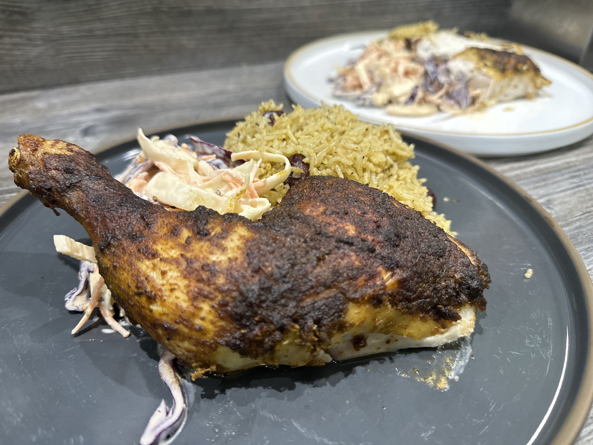 Roasted Spatchcocked Jerk and Pineapple Chicken