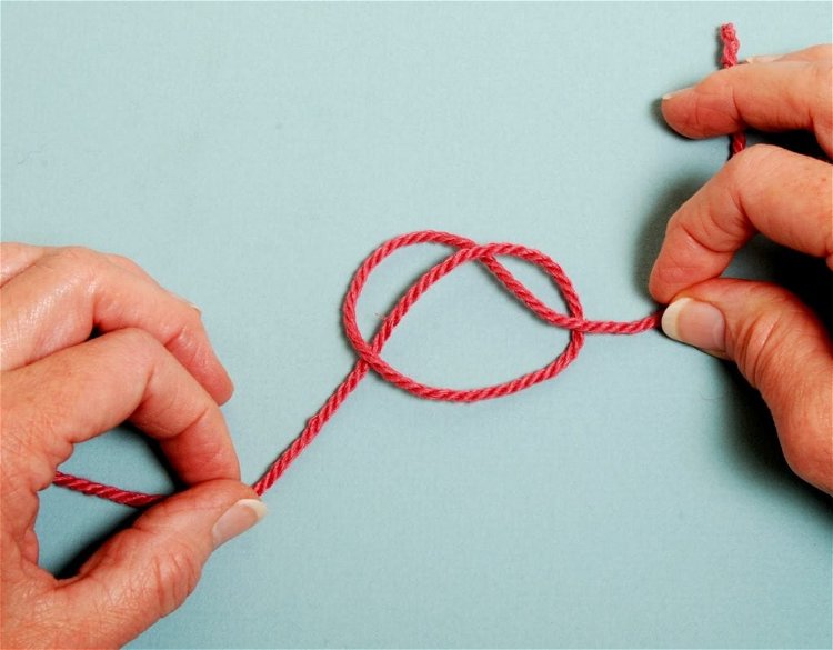 Image of Make the knot: Tie a loose overhand knot with the...
