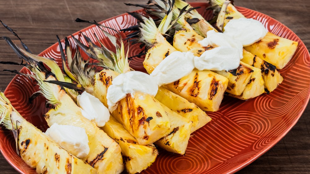 Image of Grilled pineapple with ricotta and hot honey