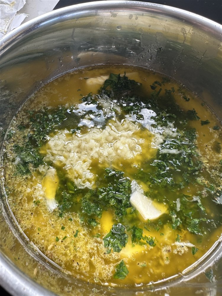 Image of Melt butter and add more of Herbs, Garlic, Pepper Corns,...