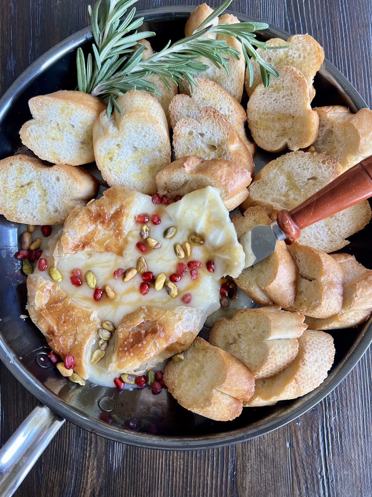 Holiday Puff Pastry Wrapped Brie & Crostini
