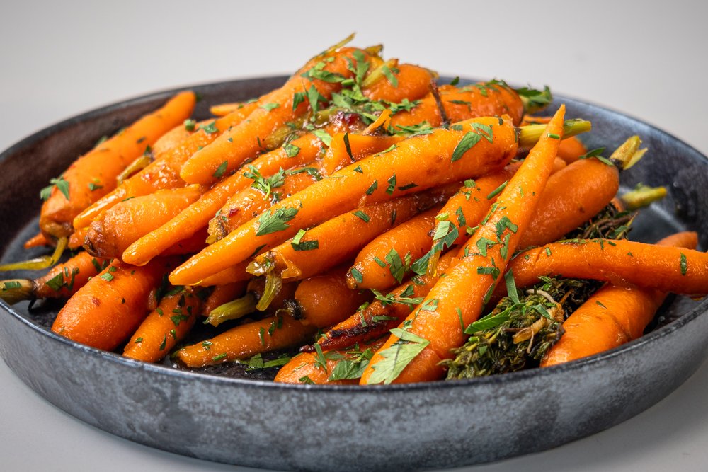 Honey and thyme glazed baby carrots