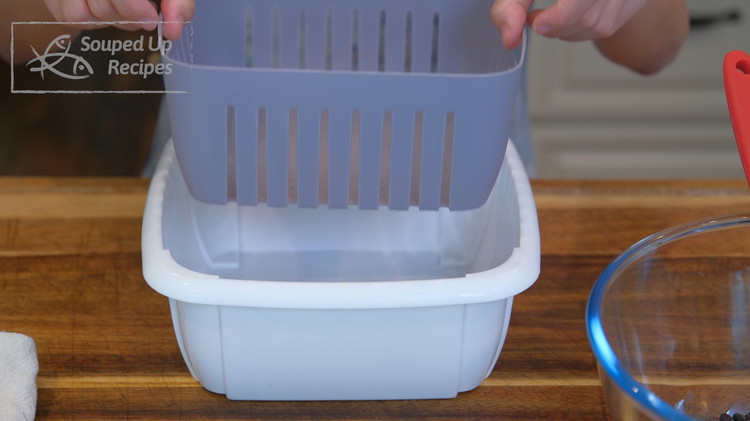 Image of Next, find a proper container to allow the koji to grow. I am using a double-layer stackable basket. The inner basket will lift the beans, which allows air circulation.