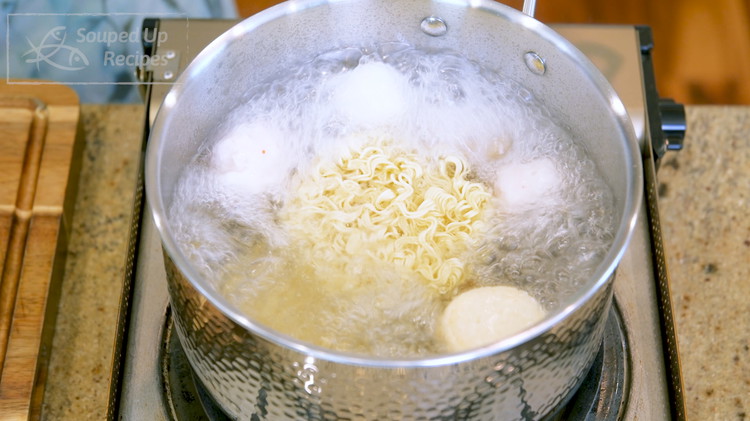 Image of Once the water is boiling, add egg noodles and cook for 3 minutes or follow the instructions on the package. You can use your favorite kind of noodles.