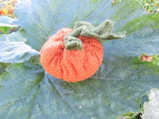 Image of Attach the leaf to the top of the pumpkin by...