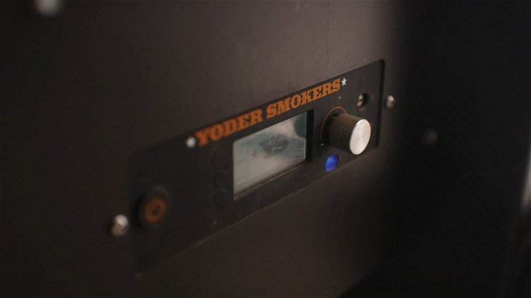 Image of Press the power button on the Yoder Smokers YS640s Pellet...