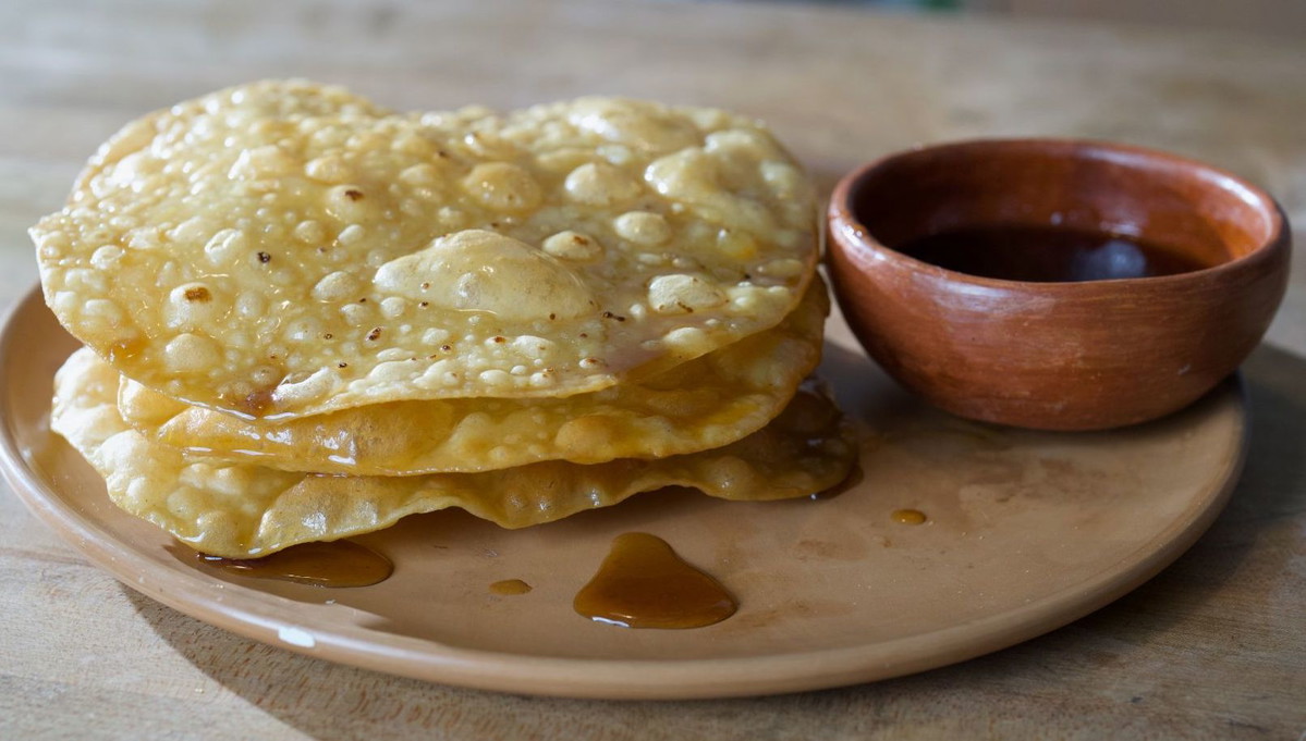 Buñuelos with Piloncillo Syrup