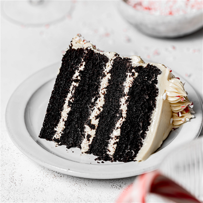 Image of Peppermint Chocolate Cake with White Chocolate French Buttercream