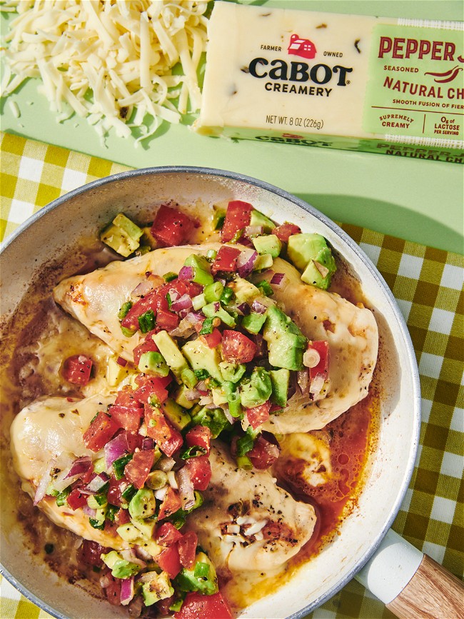 Image of Skillet Pepper Jack Chicken with Avocado Salsa 