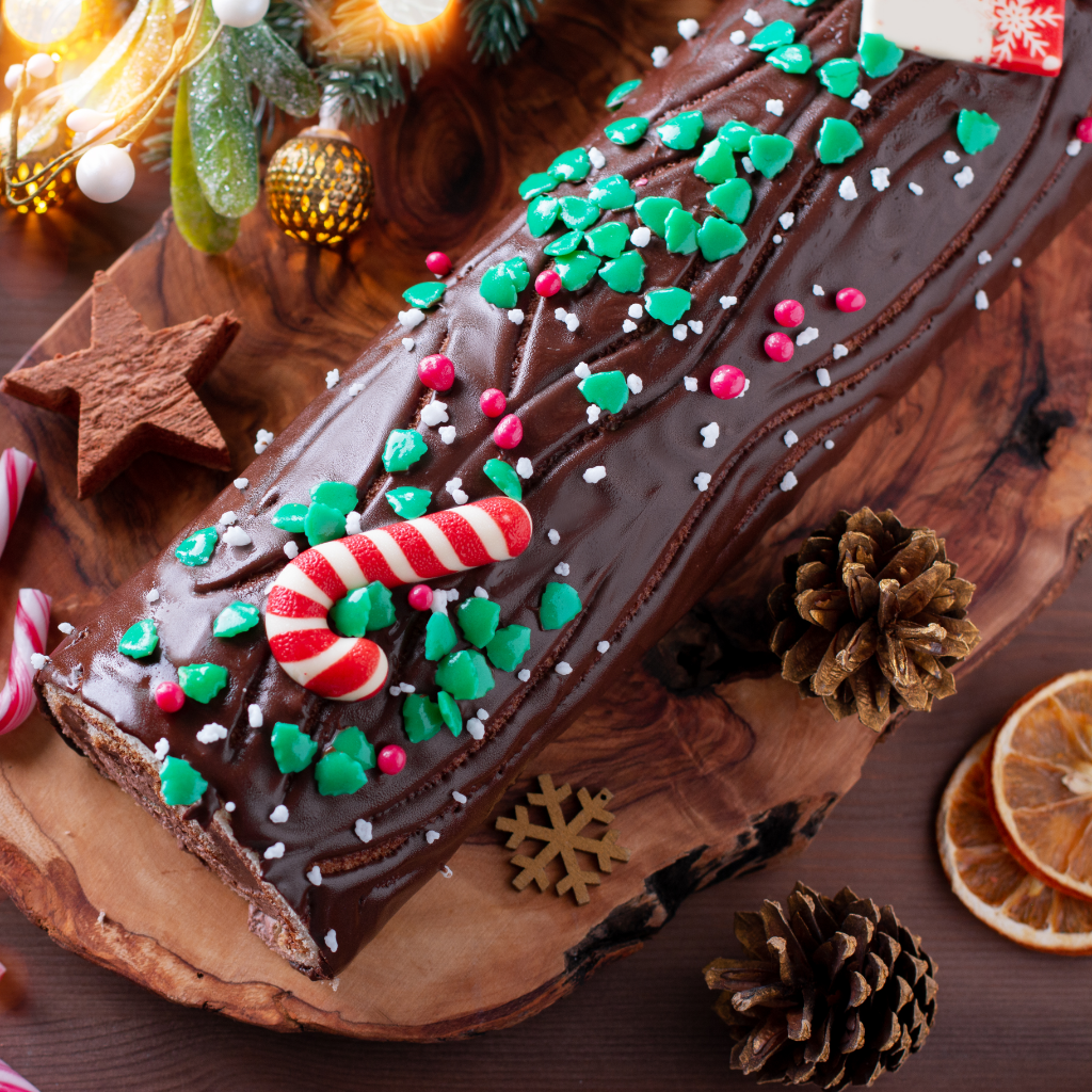 Bûche de Noël aux poires et au chocolat