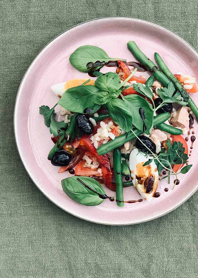 Salade Nicoise med risottoris