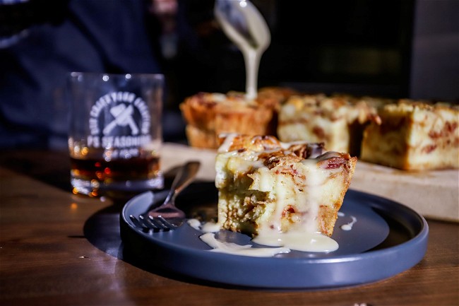 Image of Smoked Bourbon Bacon Bread Pudding