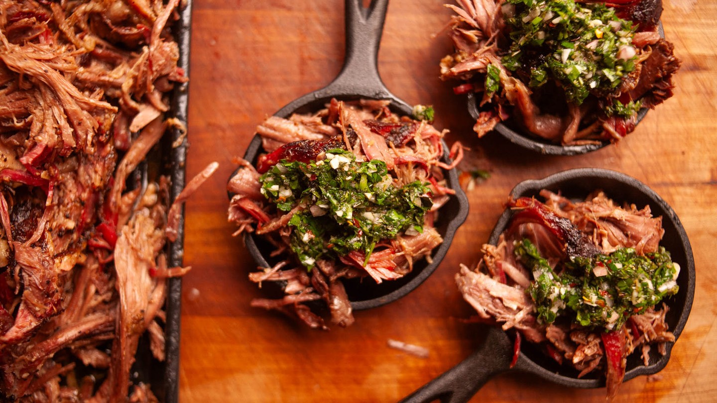 Image of Smoked Lamb Shoulder with Mint Chimichurri