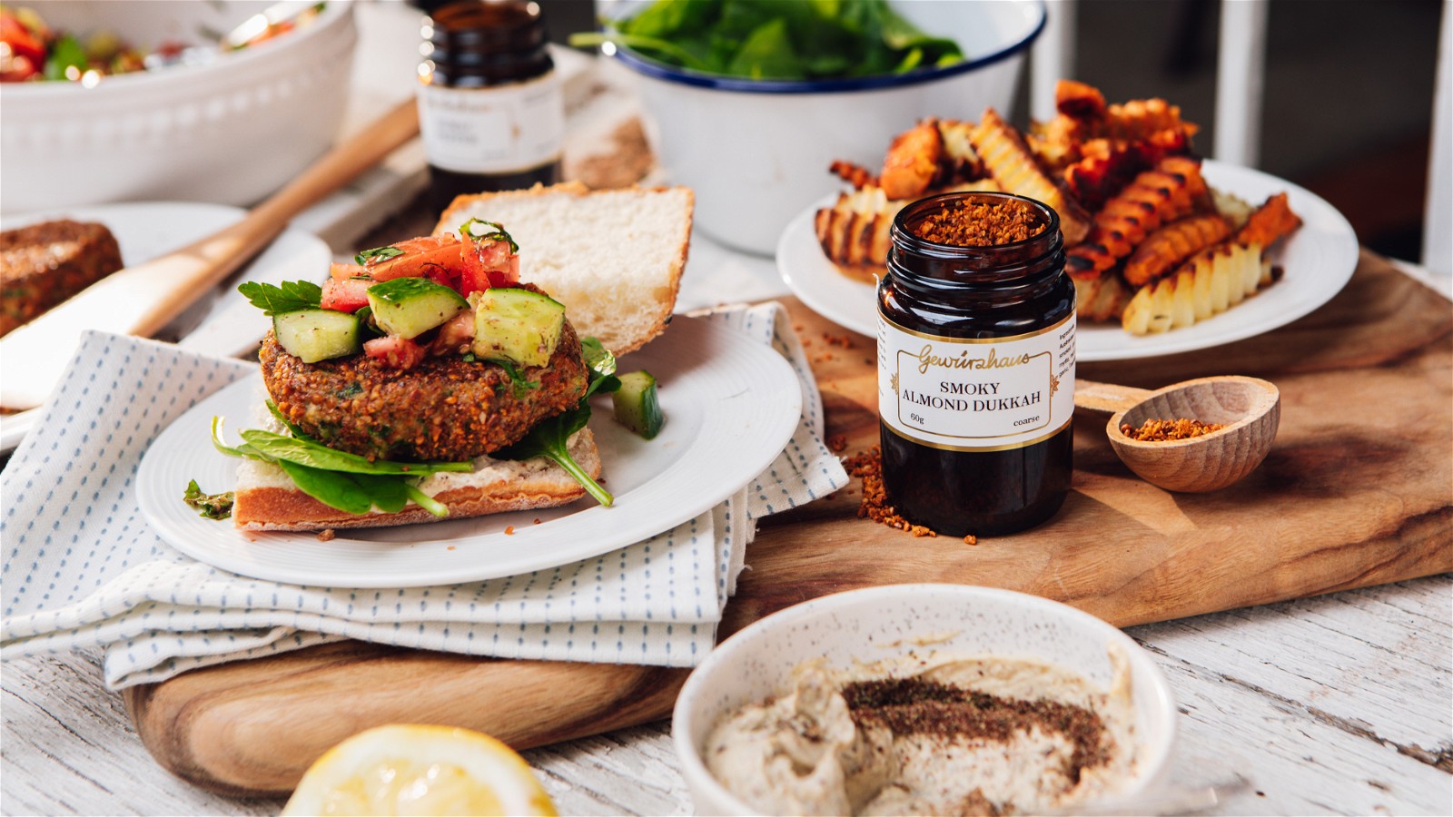 Image of Smoky Almond Dukkah Falafel Burgers