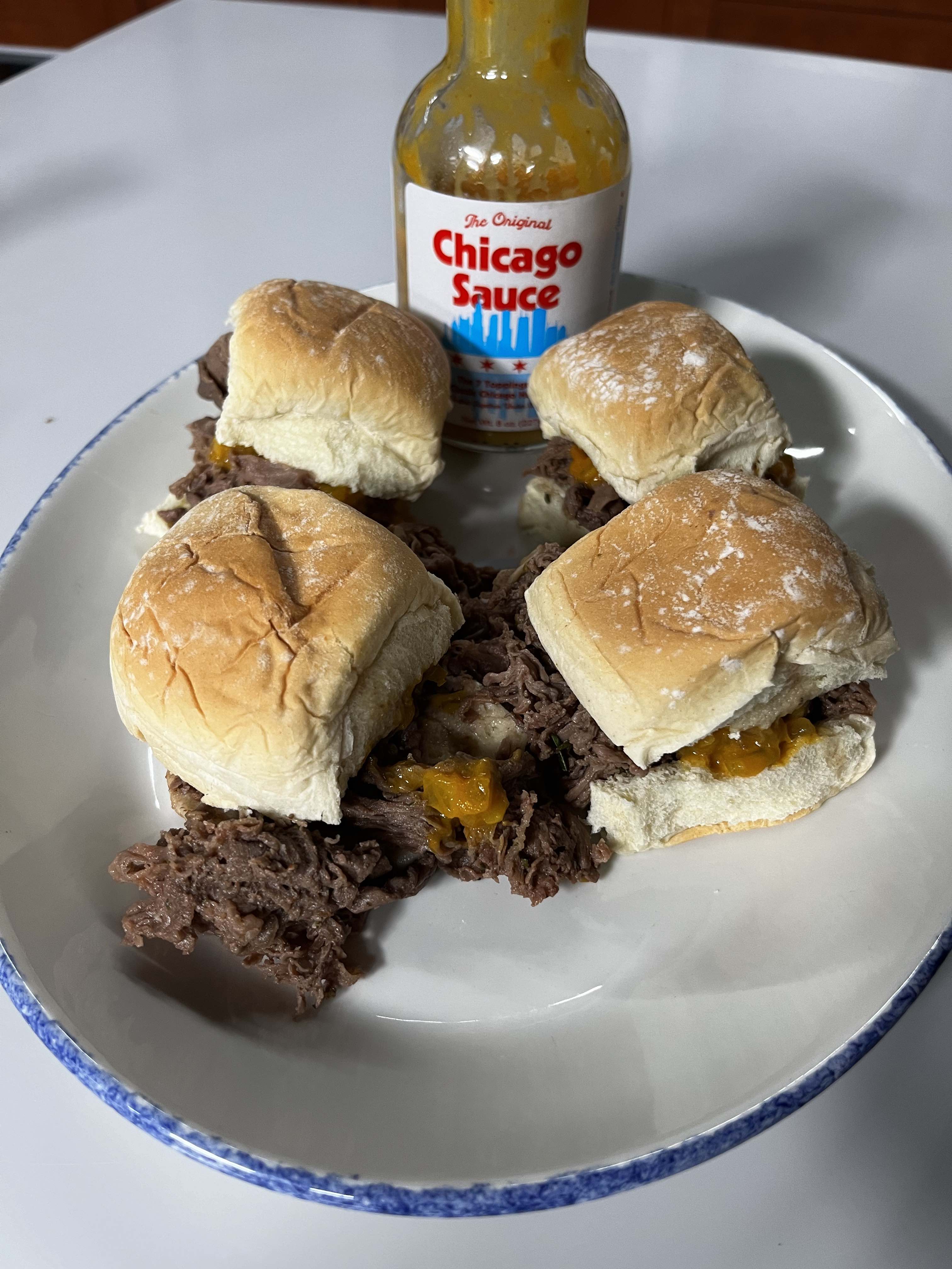 Image of Italian Beef Sliders with Chicago Sauce (the new Chicago handshake)