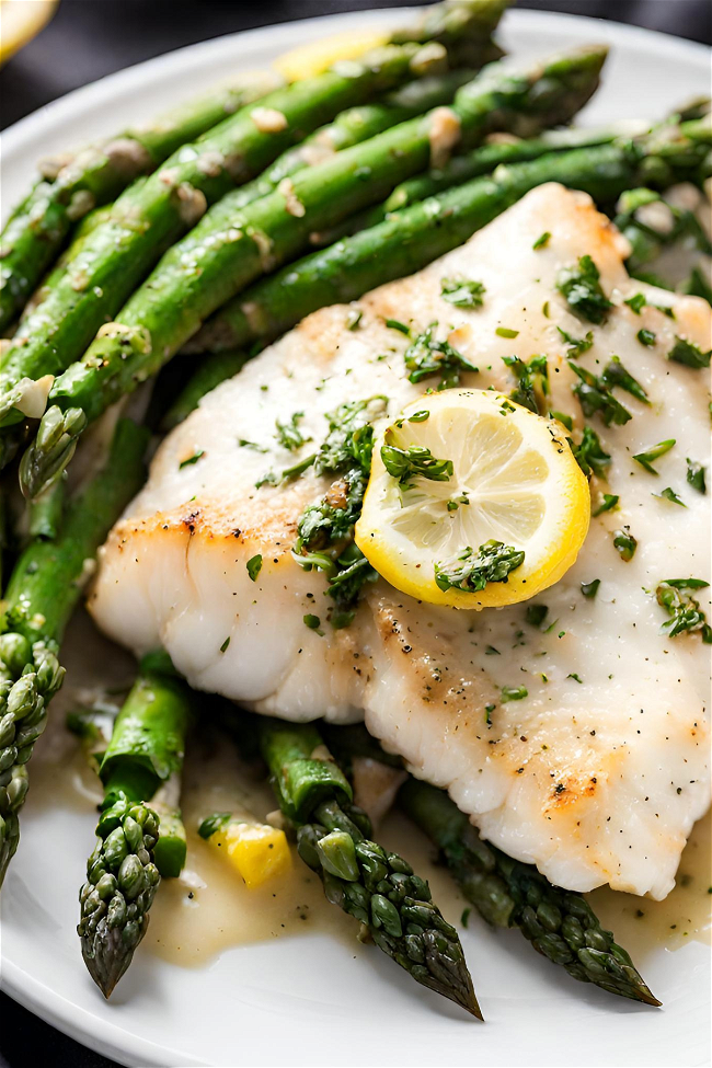 Image of Lemon Basil Cod With Asparagus