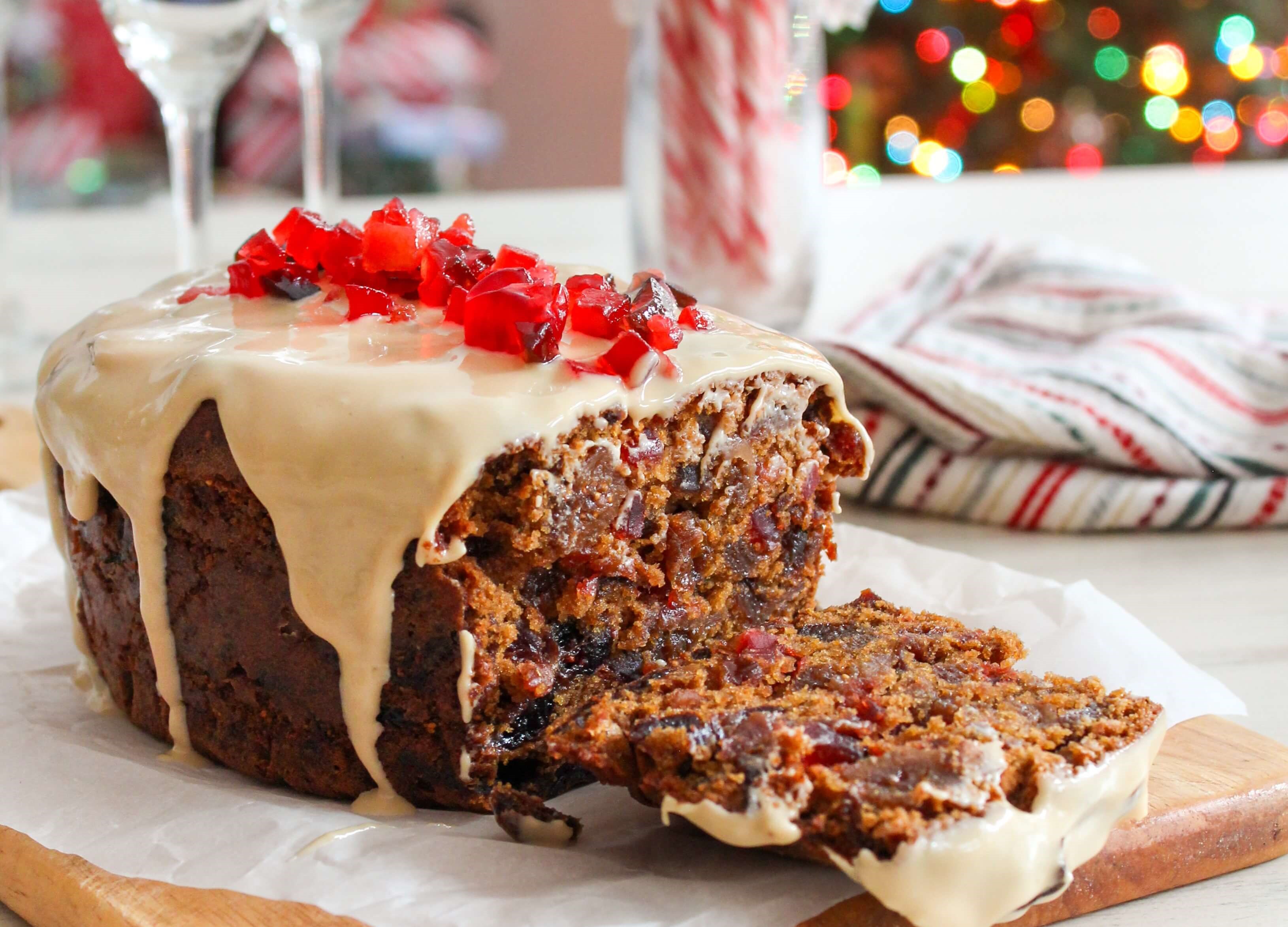 Image of The Ultimate Holiday Classic Fruit Cake with Almond Butter Glaze