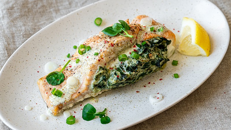 Stuffed Wild Alaska Salmon with Spinach Recipe-image