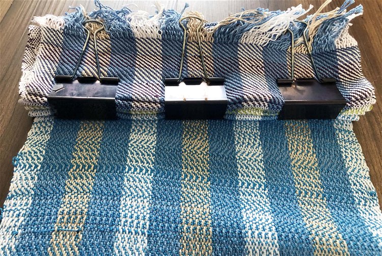 Image of Prep your runner for shibori dyeing. I accordion-folded the runner...