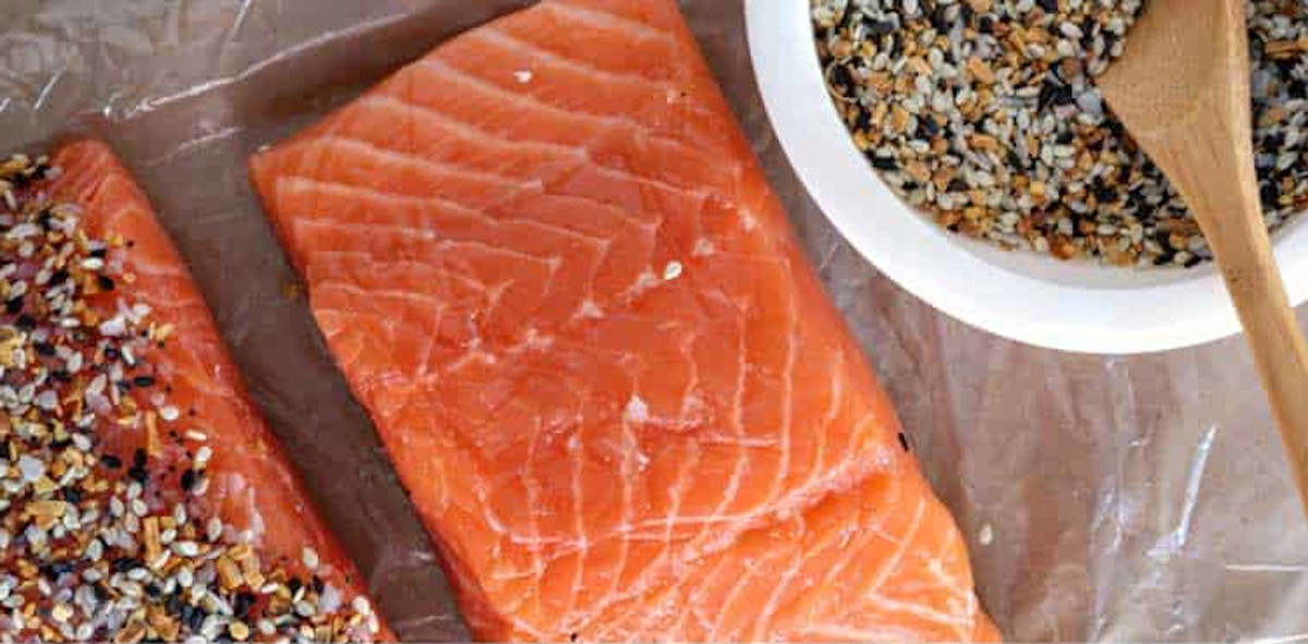 Salmon with Mustard and Bagel Seasoning