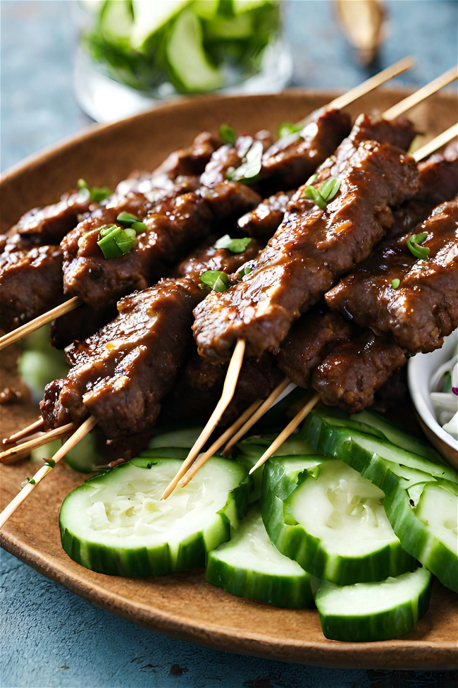 Image of Beef Satay with Cucumber Salad