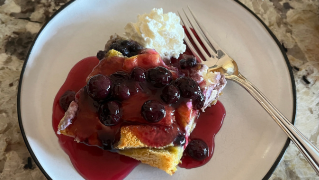 Image of Blueberry French Toast Casserole with Blueberry Sauce 