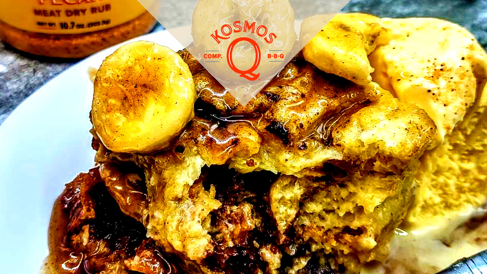 Image of Sweet Honey Pecan Chocolate Swirl Banana Foster Bread Pudding