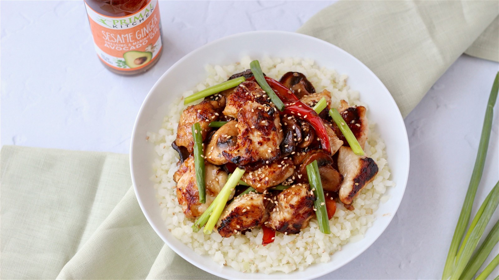 Image of Sesame Ginger Chicken with Mushrooms and Peppers