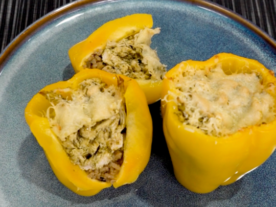 Chicken Pesto Stuffed Peppers