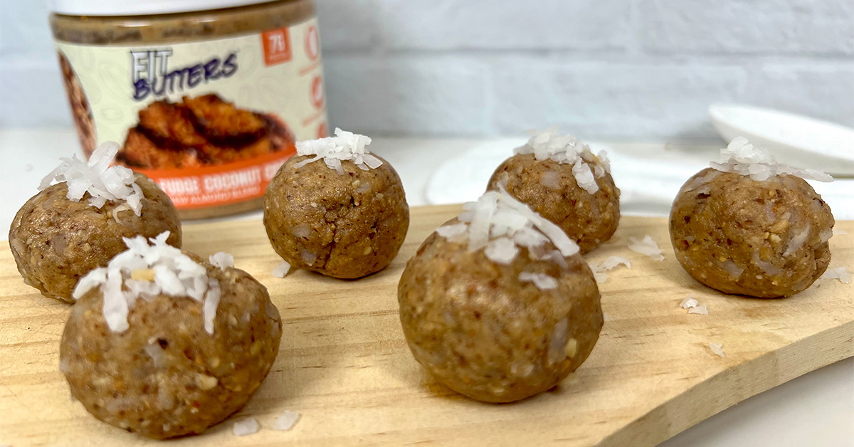 Caramel Fudge Coconut FIt Butters Macaroon Bites
