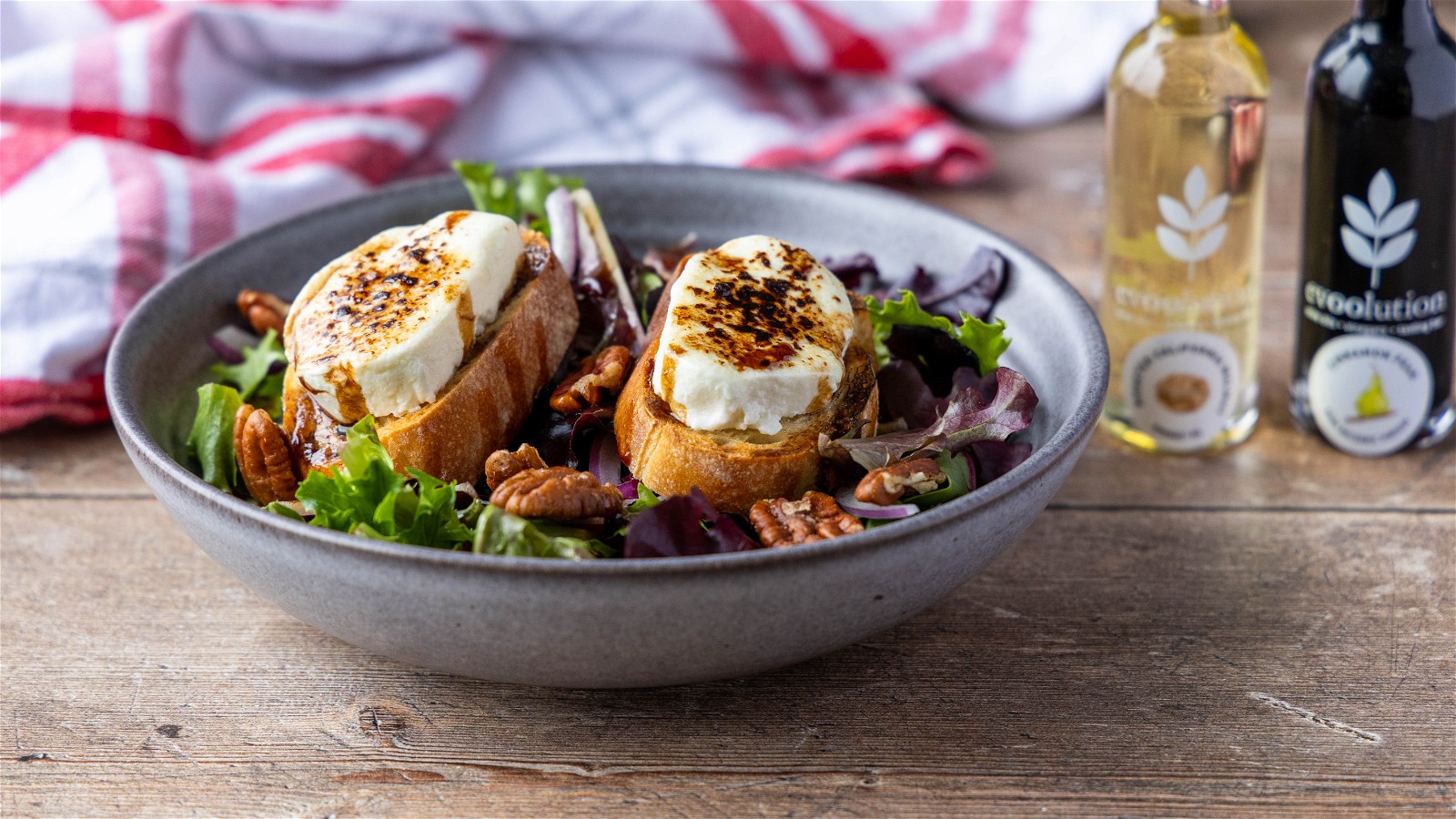 Image of Chèvre Chaud Salad with Walnut Oil and Cinnamon Pear Balsamic